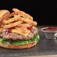 Pb&J Burger · all-natural angus beef • American cheese • mixed greens • secret peanut butter sauce • jelly...