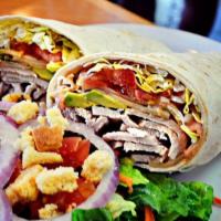 Turkey Avocado Wrap · Jack cheese, lettuce, tomatoes, carrots and thousand islands.