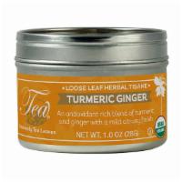 Organic Turmeric Ginger, Loose Leaf Herbal Tea Tin, 1 Oz. (28G)-Turmeric Ginger · Our Organic Turmeric Ginger is a healing combination of herbal ingredients based on Ayurvedi...