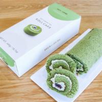 Greentea Roll Cake · Made with reasonably sourced matcha green tea, paired with buttercream 
Contains: Egg, Wheat...