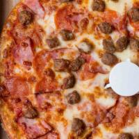 Meat Lover Pizza · Pepperoni, Italian sausage, salami, Canadian bacon.