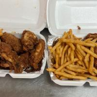 Fried Chicken Wings · 6 pieces of wings with French fries