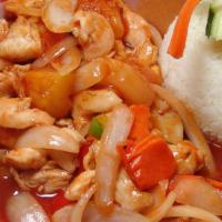 Sweet And Sour · With pineapple, onion in tomatoes sauce.