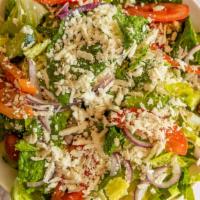 House Salad · Tossed romaine with plum tomatoes, red onions, and cucumbers in-house balsamic dressing with...
