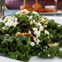 Kale & Quinoa Salad · Kale, Red quinoa, walnuts, raisins, feta cheese and honey Dijon dressing.