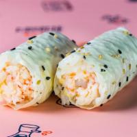 The Original Baked Crab Handroll · Baked crab, sushi rice wrapped in soy paper.  2 pieces