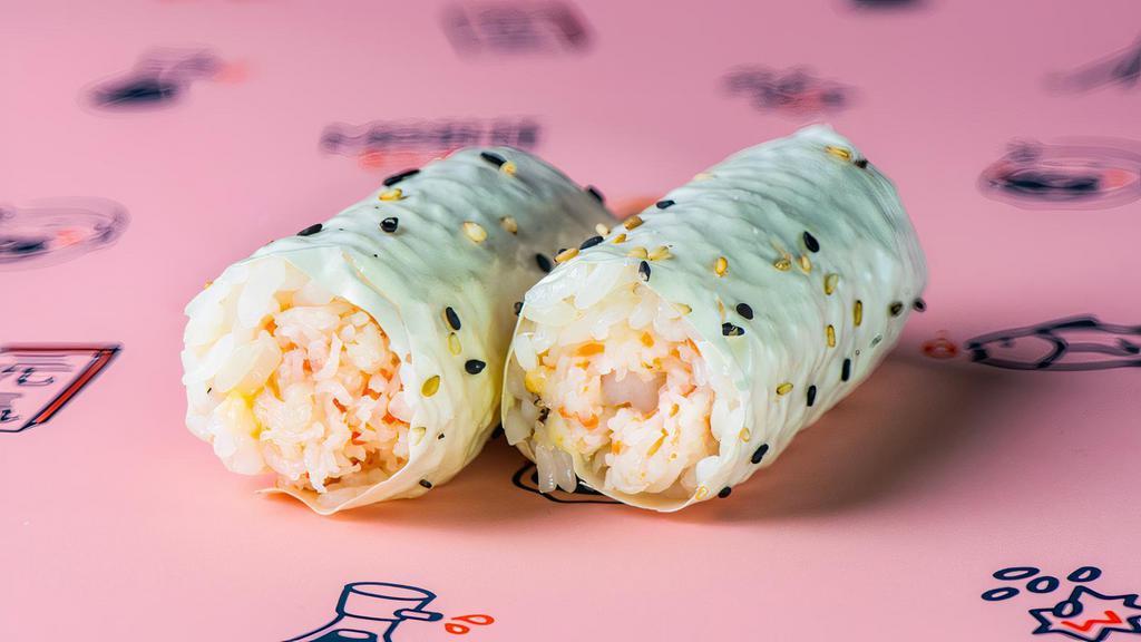 The Original Baked Crab Handroll · Baked crab, sushi rice wrapped in soy paper.  2 pieces