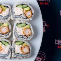 Cali Krisp Roll (6 Piece) · Sushi rice, kani kama, panko fried shrimp, avocado, cucumber, sesame seeds, nori.  6 piece.