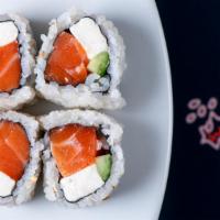 Philly Roll 4Pc · Sushi rice, salmon, cream cheese, cucumber, sesame seeds, nori.