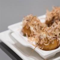 Takoyaki · diced octopus, tempura, bonito flakes