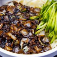 Jjajangmyeon/짜장면/炸酱面 · Chinese-style Korean noodle dish topped with a thick sauce made of chunjang, diced pork, and...