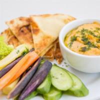 Hummus & Veggies · seasonal veggie, chimichurri hummus, naan