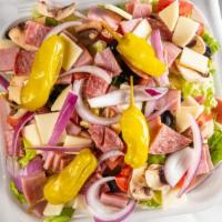 Antipasto Salad (Small) · Italian ham, salami, mushrooms, black olives, vine-ripened tomatoes, red onions, Italian Pep...