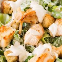 Chicken Ceasar Salad (Small) · Romain lettuce, Romano cheese, Italian seasoned croutons, ceasar dressing, and topped with a...