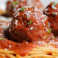 Spaghetti & Meatballs · Spaghetti pasta tossed with our homemade marinara sauce and 3 meatballs.