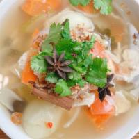Thai Chicken Potato Soup · Thai spicy & sour soup with chicken ,potato, onion ,carrot , celery and Thai herb