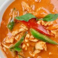Panang Curry · Authentic curry bell peppers and thai herbs in coconut milk.