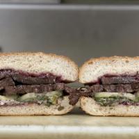 Beef Tongue Sandwich · Our most popular sandwich. Grass-fed beef tongue slow cooked overnight with our minced herb-...