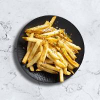 Freaky Fry-Day · (Vegetarian) Idaho potato fries cooked until golden brown and garnished with salt.
