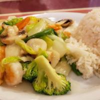 Shrimp With Mixed Vegetable · Shrimp with broccoli, string bean, snow peas, celery, carrot, napa, water chestnut, mushroom...