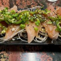 Pepper Fin · Hot. Thin slices of albacore tuna sashimi with ponzu sauce and jalapeños.