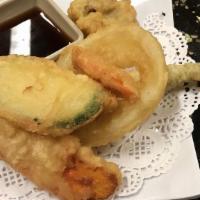 Vegetable Tempura Roll · Inside: vegetable tempura.