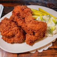 Nashville Hot Fried Chicken · Buttermilk marinated free range half-bird, crispy fried in hot Nashville seasonings, served ...