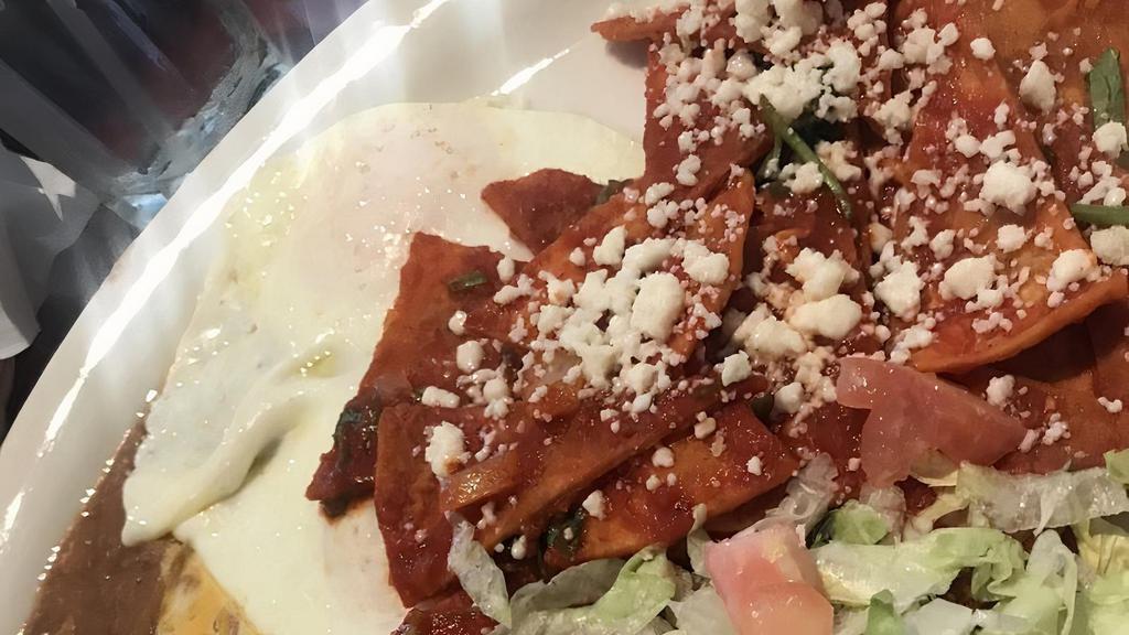 Chilaquiles · Mixed with egg. Tortillas not included.