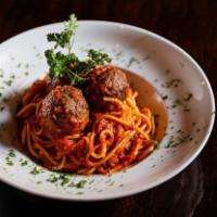 Spaghetti · Spaghetti with tomatoes and roasted garlic in a fresh marinara sauce. Spaghetti with meatbal...