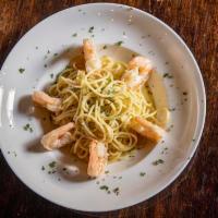 Shrimp Or Scallop Scampi · Spaghetti pasta with sautéed shrimp or seared scallops in a rich white wine garlic butter sa...