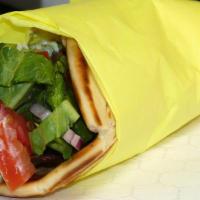 Lamb & Beef Gyro · Strips of lamb and beef gyro wrapped and topped with onions, cilantro, tomatoes, tzatziki sa...