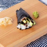 Cucumber Hand Roll · Cucumber with sushi rice, wrapped in nori.