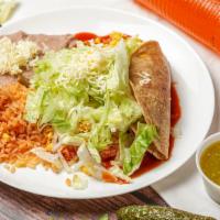 #5 Beef Taco & Cheese Enchilada · Bean Taco + Cheese Enchilada + Red Enchilada Sauce + Rice + Beans + Cheese + Lettuce