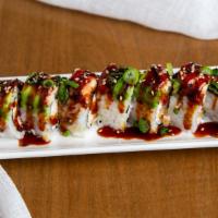 Dragon Roll · Crab salad, shrimp tempura, unagi, avocado.