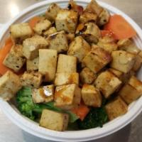Tofu Bowl · Tofu served over your choice of white rice, brown rice, veggies or half rice and half veggie...