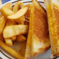 Kid'S Grilled Cheese Sandwich · Grilled cheese sandwich with white bread with fries and drink