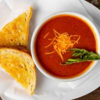 Tomato Soup · Side of grilled cheese on sourdough.