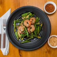Asparagus With Shrimp · Stir-fried shrimp mixed with asparagus, mushroom, garlic, and cooking wine. Served with whit...