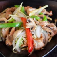 Fresh Ginger And Onion · Choice of meat with fresh ginger, onion, bell pepper, and mushroom in special sauce.