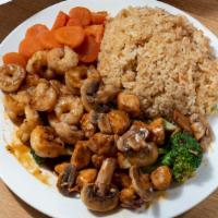Shrimp And Chicken · Served with fried rice and fruit cup.