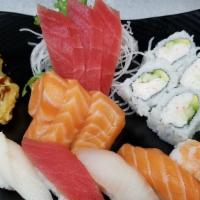 Sushi & Sashimi Mix · 5 pcs nigiri sushi, 4 pcs California roll, 3 pcs tuna sashimi, 3 pcs salmon sashimi, 2 pcs s...