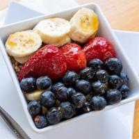 Blueberry Bowl · a perfect Blend of Organic Acai Fruit and banana topped with Organic & gluten-free Granola F...