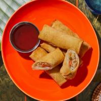 Egg Roll · (1pc) Veggie filling wrapped in dough and deep fried.
