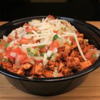 B. Bowl · Choice of protein, rice, beans, pico de gallo, vegan shredded cheese, and salsa. Vegan.