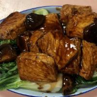 Braised Bean Curd · Fried soft tofu with mushrooms, and Chinese green