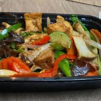 Sweet & Sour Tofu (No Rice)  · Fried tofu, carrot, zucchini, onion, pineapple, bell pepper, tomato and sweet tomato sauce.