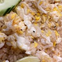 Crab Fried Rice · Jasmine rice with crab meat, egg, peas and carrots, green onion and onion.