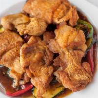 Chicken Wingo · Grilled boneless chicken wings with zucchini and peppers in black bean sauce – Wing Fat’s fa...