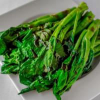 Gai Lan With Oyster Sauce · Fresh, crisp Chinese broccoli, steamed and drizzled with oyster sauce