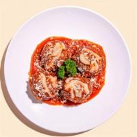 Marinara Meatballs · Four meatballs drenched in Ma's homemade Sunday Sauce.